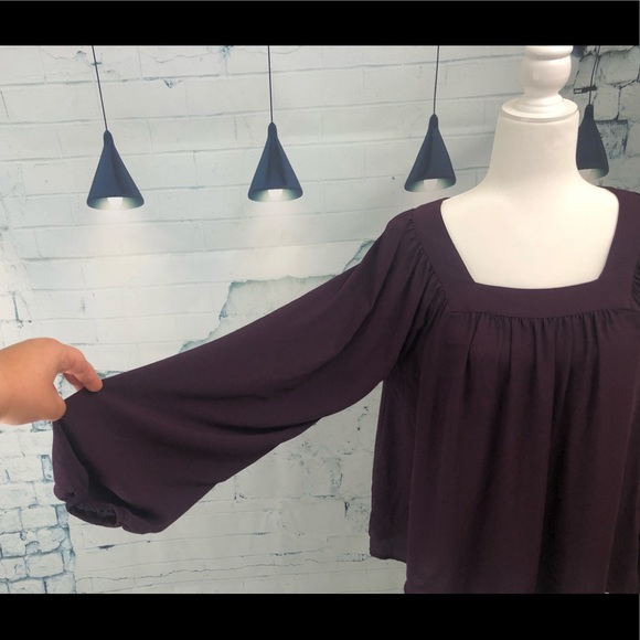Expree Blouse Long Sleeve Plum Size S - Picture 2 of 4